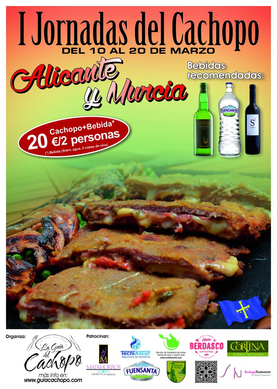 I Jornadas del Cachopo en Alicante y Murcia. (Cachopo + Bebida 20 € / 2 personas)